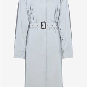 Chic Light Gray Belted Trench Coat
